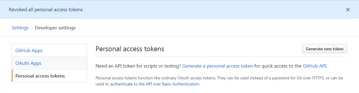 revoke 所有的 GitHub Personal access tokens